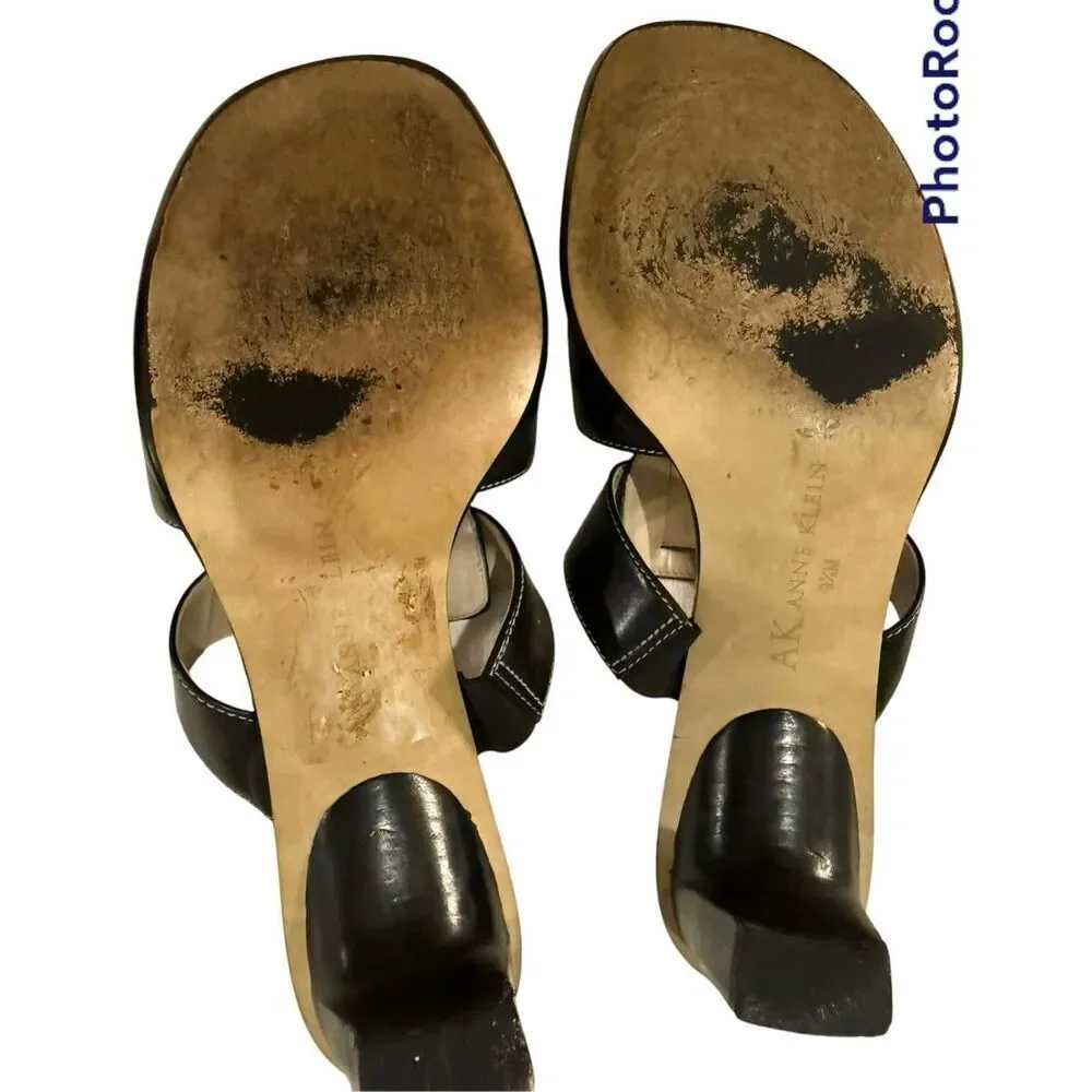 Anne Klein Women’s Black Slip In Sandals Kitten Heel Sz. 9.5 Spring Mother’s Day